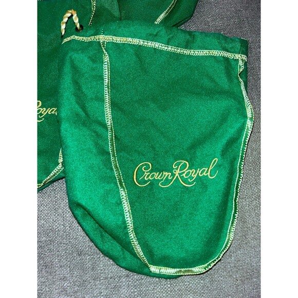 CROWN ROYAL BAG GREEN 9" WITH DRAW STRING Lot of 5 - Picture 2 of 3